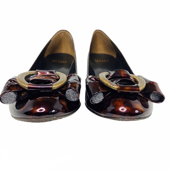 Stuart Weitzman Tortoise Patent Women’s Shoes Caring Brown Demi Wedge Size 6 - Picture 4 of 16